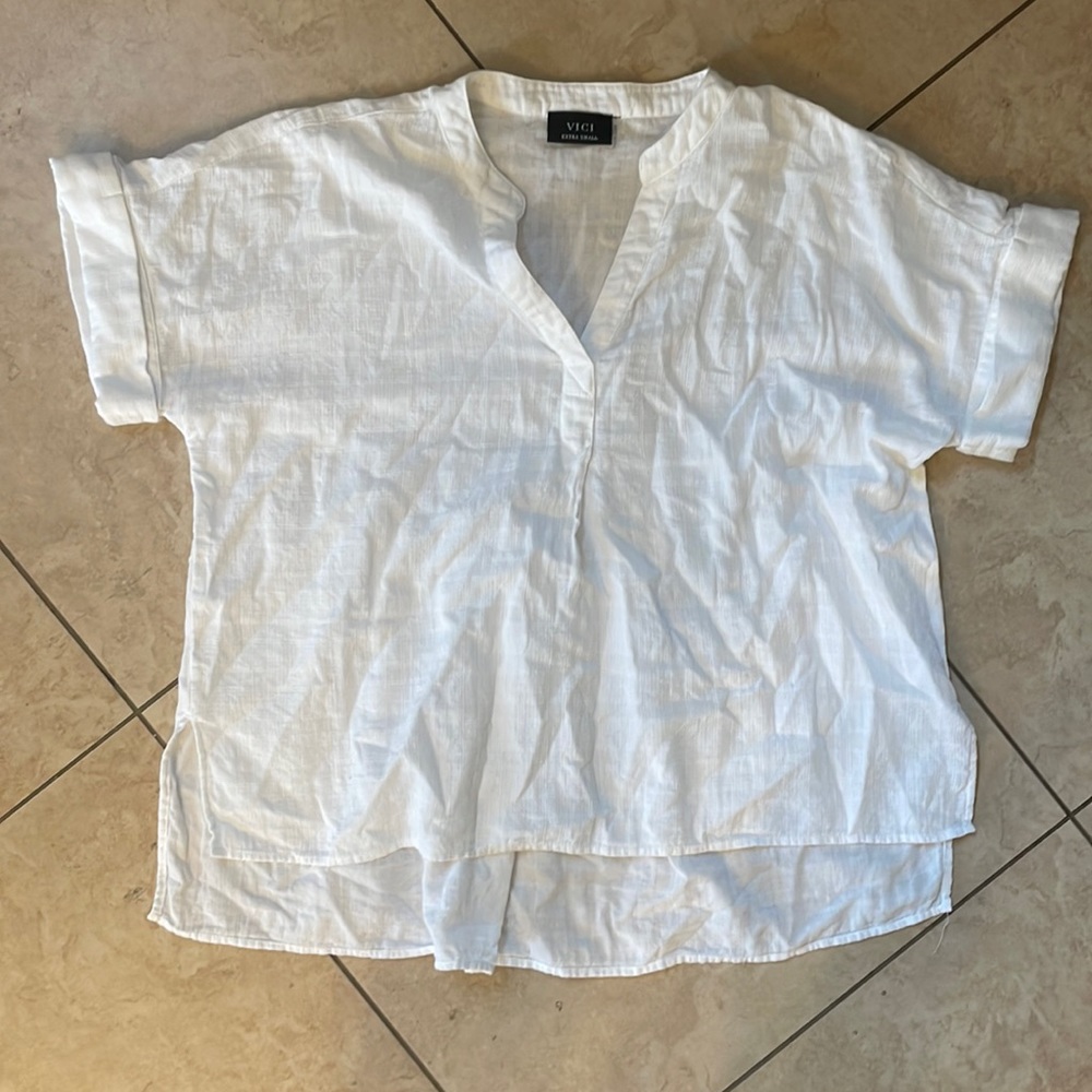 VICI Dolls White Oversized Short Sleeve Tunic